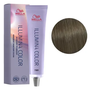 7/81 середній блондин перлисто-попелястий Стійка крем-фарба для волосся, 60 мл ILLUMINA COLOR Wella Professionals