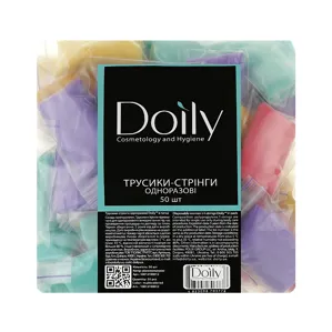 Трусики-стрінги одноразові жіночі зі спанбонду (1 шт), колір: В АССОРТИМЕНТІ Doily