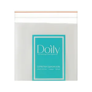 Серветки 20*20 см зі спанлейсу 40 г/м2 (В ПАЧЦІ, ГЛАДКІ, білий колір), 100 шт Doily