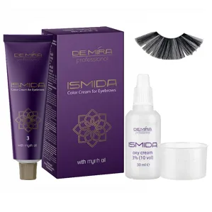 Крем-фарба для брів та вій тон 3 (графітовий), 20 мл + 20 мл Color Cream for Eyebrows ISMIDA DeMira Professional