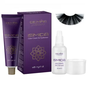 Крем-фарба для брів та вій тон 1 (чорний), 20 мл + 20 мл Color Cream for Eyebrows ISMIDA DeMira Professional