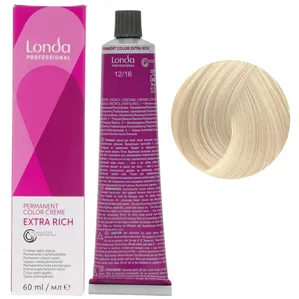 12/16 спеціальний блондин попелясто-фіолетовий Стійка фарба для волосся, 60 мл Permanent Color Londa Professional