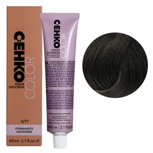 5/77 Світлий шатен коричневий інтенсивний Стійка перманентна крем-фарба для волосся, 60 мл Permament Hair Color EXPLOSION C:EHKO