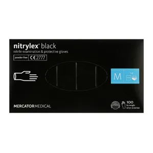 Рукавички нітрилові, нестерильні, неприпудрені, розмір М (100 шт), колір: ЧОРНИЙ Nitrylex Black Mercator Medical