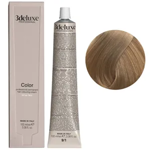 9/1 дуже світлий блондин попелястий Фарба для волосся, 100 мл Permanent Hair Color 3deluxe Professional