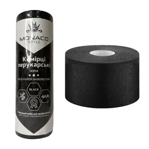 Комірець захисний для перукарів еластичний, паперовий, (100 шт/рул), колір: ЧОРНИЙ ETTO/Monaco Style