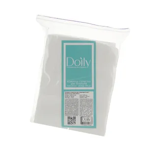 Комірець-серветка для перукарів 7*40 см зі спанлейсу (В ПАЧЦІ, СІТКА, білий колір), 100 шт Doily