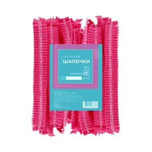 Шапочка одноразова універсальна "гармошка" зі спанбонду (1 шт.), колір: РОЖЕВИЙ Monaco Style