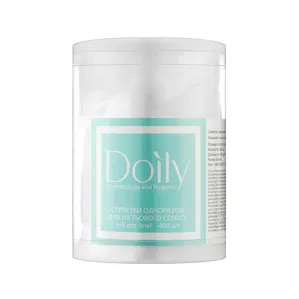 Серветки одноразові для нігтьового сервісу 6*6 см безворсові зі спанбонду 40 г/м2 (400 шт в тубусі) колір: білі Doily