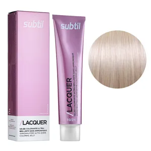 10/21 екстрасвітлий блондин перламурово-попелястий Безаміачна тонувальна гелева фарба на кислотній основі, 60 мл LACQUER SUBTIL