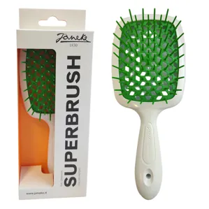 Щітка для волосся продувна ( колір: Білий з оливковою серединкою ) WHITE GREEN Standart SUPERBRUSH Janeke 