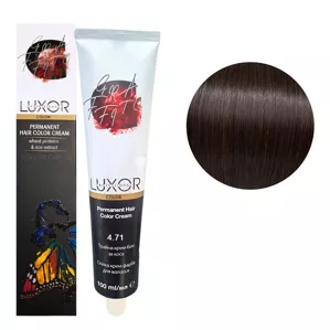 4/71 Коричневий шоколадний попелястий Стійка крем-фарба для волосся, 100мл  Permanent Hair Color Cream LUXOR Professional 