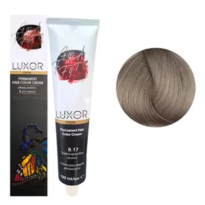 8/17 Світлий блондин попелястий шоколадний  Стійка крем-фарба для волосся, 100мл  Permanent Hair Color Cream LUXOR Professional 