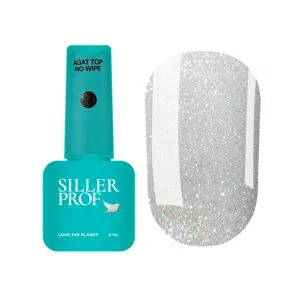 Топ з голографічними блискітками, 8 мл Agat Top No Wipe SILLER Professional