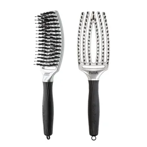 Щітка для волосся комбінована нейлон з щетиною FINGERBRUSH COMBO ICONIC BOAR&NYLON Колір: Silver ID1690 Olivia Garden