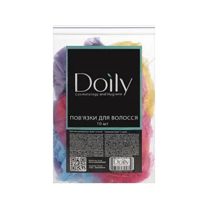 Пов`язка косметична одноразова для волосся (10 шт/пач) зі спанбонду, колір: РІЗНОКОЛЬОРОВІ Doily