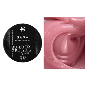 Гель для нарощування на укріплення нігтів камуфлюючий, 15 мл №05 Veil Builder Gel SAGA Professional