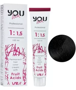 1 чорний Крем-фарба стійка з фруктовими кислотами, 100 мл You look Professional