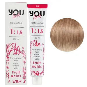 9/5 дуже світлий махагоновий блондин Крем-фарба стійка з фруктовими кислотами, 100 мл You look Professional
