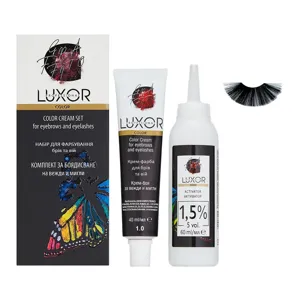 1/0  чорний Набір для фарбування брів та вій, 40 мл + 60 мл Color Cream Set LUXOR Professional 