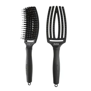 Щітка для волосся комбінована нейлон з щетиною FINGERBRUSH  ICONIC BOAR&NYLON Колір: Full Black "M"  ID1729 Olivia Garden