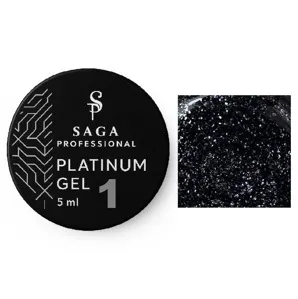 Гель-фарба з поталлю, 5 мл Колір: Чорний, металік №01 Platinum Gel SAGA Prpfessional