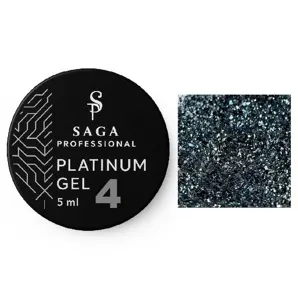 Гель-фарба з поталлю, 5 мл Колір: Холодний стрібний, металік №04 Platinum Gel SAGA Prpfessional