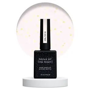 Топ з опаловими блискітками на молочно-рожевій основі, без липкого шару, 10 мл №02 Opal Top NAILSOFTHENIGHT