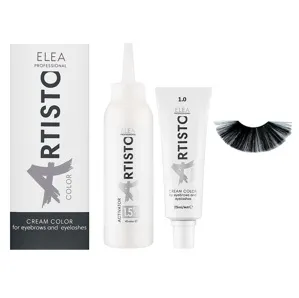 1,0 чорний Фарба для брів та вій, 25 мл + 40 мл Cream Color for eyebrows and eyelashes ARTISTO ELEA Professional