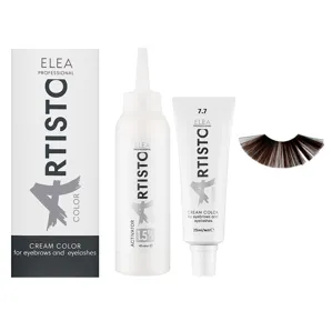 7,7 світло-коричневий Фарба для брів та вій, 25 мл + 40 мл Cream Color for eyebrows and eyelashes ARTISTO ELEA Professional