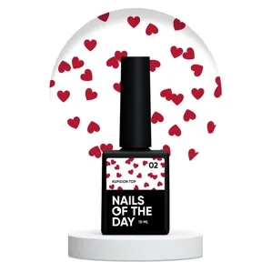 Топ з сердечками без липкого шару, 10 мл №02 Kupidon Top NAILSOFTHEDAY