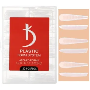 Верхні пластикові форми для моделювання нігтів, 120 шт Arched Gothic Almond Plastic Form System KODI Professional 