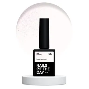 База камуфлююча молочна з шимером, 10 мл №05 Milk Cover Base NEW Formula NAILSOFTHEDAY