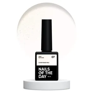 База камуфлююча молочна з шимером, 10 мл №07 Milk Cover Base NEW Formula NAILSOFTHEDAY