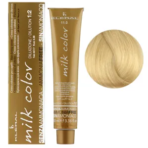11/0 Екстра світлий платиновий блондин Крем-фарба для волосся перманентна без аміаку, 100 мл Milk Color KLERAL System