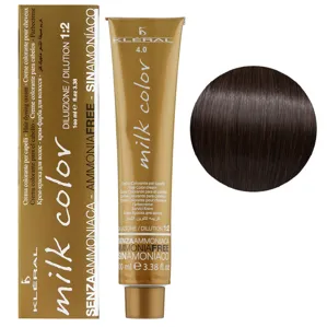 4/0 Каштановий Крем-фарба для волосся перманентна без аміаку, 100 мл Milk Color KLERAL System