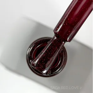 Гель-лак з шимером, 10 мл №002 Red Love Gel Polish SAGA Professional 