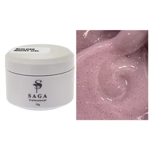 Гель для нарощування та укріплення нігтів зі світловідбиваючим ефектом, 15 мл №04 Night Builder Gel SAGA Professional