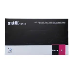 Рукавички нітрилові, нестерильні, неприпудрені, розмір S (100 шт), колір: ЧОРНИЙ easyCARE nitrile black ZARYS