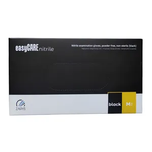 Рукавички нітрилові, нестерильні, неприпудрені, розмір M (100 шт), колір: ЧОРНИЙ easyCARE nitrile black ZARYS