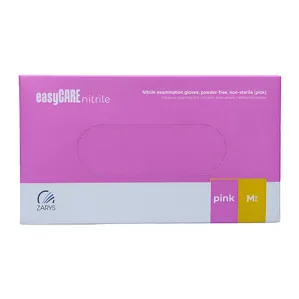 Рукавички нітрилові, нестерильні, неприпудрені, розмір M (100 шт), колір: РОЖЕВИЙ easyCARE nitrile pink ZARYS
