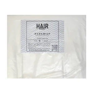 Пеньюар для перукарських робіт 0,9х1,6 м (50 шт в пачці) з поліетилену, колір: БІЛІ Hair Cult