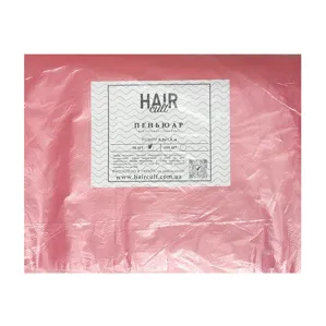 Пеньюар для перукарських робіт 0,9х1,6 м (50 шт в пачці) з поліетилену, колір: РОЖЕВІ Hair Cult