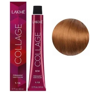 8/34 Світлий блондин золотисто-мідний Крем-фарба для волосся стійка, 60 мл Permanent Hair Color COLLAGE LAКME