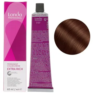 7/37 середній блондин золотисто-коричневий Стійка фарба для волосся, 60 мл Permanent Color Londa Professional