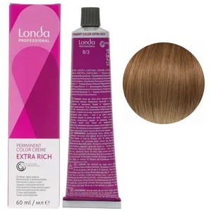 8/3 Світлий блондин золотистий Стійка фарба для волосся, 60 мл Permanent Color Londa Professional