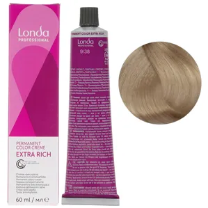 9/38 дуже світлий блондин золотисто-перлинний Стійка фарба для волосся, 60 мл Permanent Color Londa Professional
