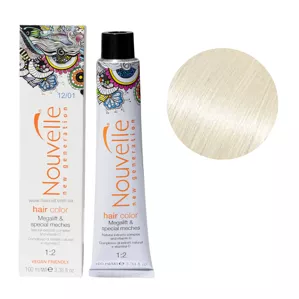 12/01 ультрасвітлий блондин плюс з попелястим відтінком Фарба для волосся перманентна, 100мл Permanent Hair Color Nouvelle