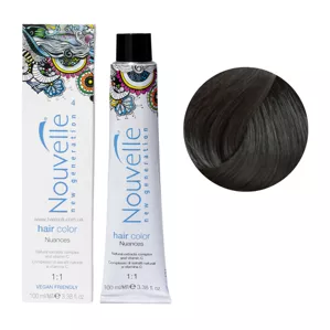 4 середньо-коричневий Фарба для волосся перманентна, 100мл Permanent Hair Color Nouvelle