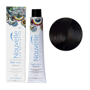4/7 каштановий каштан Фарба для волосся перманентна, 100мл Permanent Hair Color Nouvelle